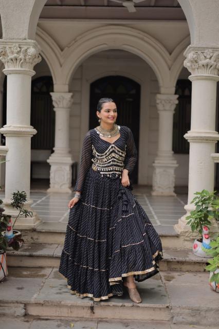 NAVRATRI KA 5047 Leheriya Black Printed lehenga choli in Pune
